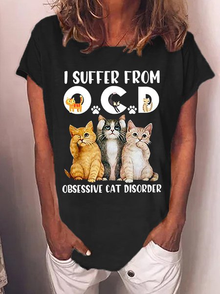 Women's I Suffer From Ocd Obsessive Cat Disorder Cats T-shirt, T-shirts, Lilicloth.com