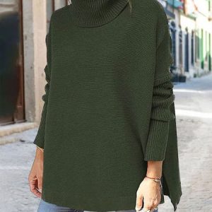 Women Wool/Knitting Plain Long Sleeve Comfy Casual Sweater, Sweaters, color:Army Green|size:XXL, Noracora