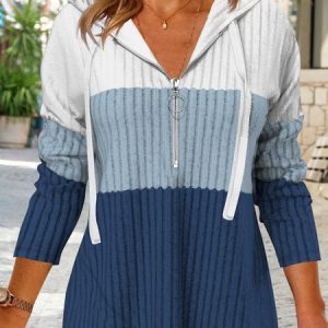 Zipper Black Asymmetric Hem Long Sleeve Hoodie, Sweatshirts & Hoodies, color:Blue|size:XXL, JustFashionNow