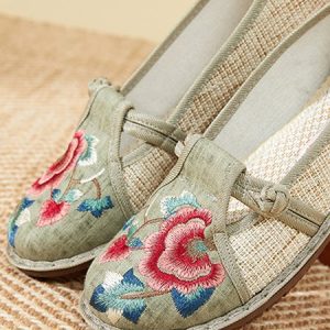 Ethnic Ethnic Slip On Flat Heel Shallow Shoes, Flats/Loafers, color:Green|size:40, Noracora