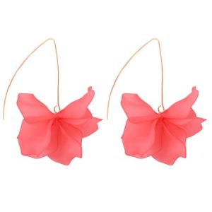 Women's Long Flower Earrings, Earring, color:Pink|size:One-size, Noracora