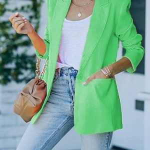 Lapel Collar Regular Fit Casual Blazer, Blazers, color:Green|size:3XL, JustFashionNow