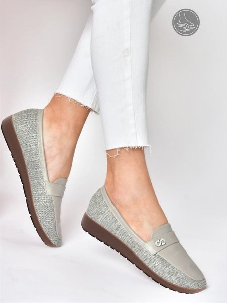 Urban Gray Paneled Leather Soft Loafers, Flats, color:Gray|size:43, JustFashionNow