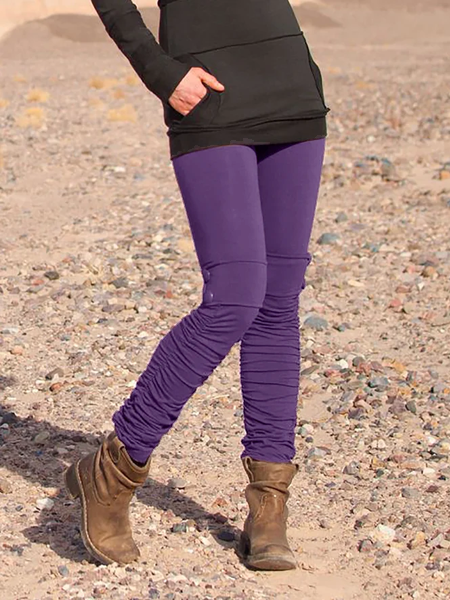 JFN Plain Casual Stretchy Pants, Leggings, color:Purple|size:4XL, JustFashionNow