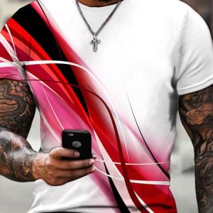 Casual Crew Neck T-Shirt, T-Shirts, color:Red|size:5XL, JustFashionNow