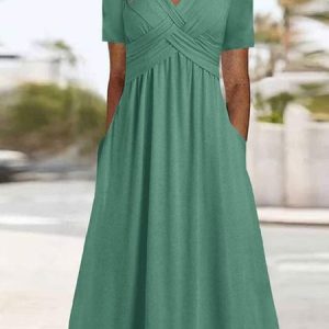 Plus Size Plain Sweetheart Neckline Regular Fit Casual Dress, Dresses, color:mint|size:4X, JustFashionNow