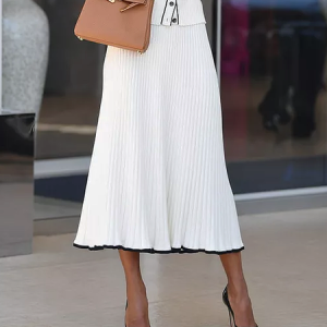 High Elasticity Regular Fit Elegant Regular Fit Long Skirt, Skirts, color:White|size:XXL, Stylewe