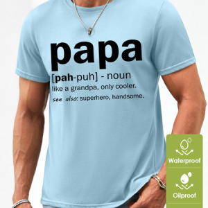 Men's Papa Like A Grandpa Only Cooler See Also Superhero Handsome Funny Graphic Printing Waterproof Oilproof And Stainproof Fabric T-Shirt, color:Light Blue|size:3XL, Lilicloth.com