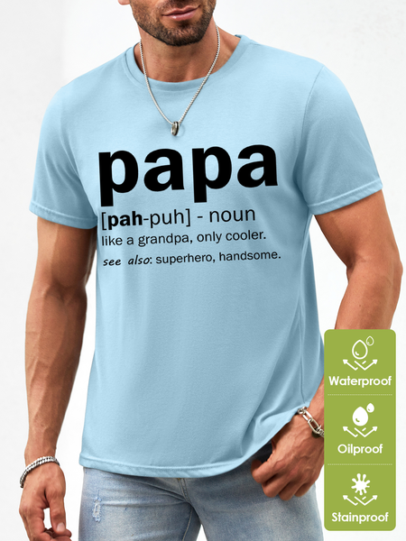 Men's Papa Like A Grandpa Only Cooler See Also Superhero Handsome Funny Graphic Printing Waterproof Oilproof And Stainproof Fabric T-Shirt, color:Light Blue|size:3XL, Lilicloth.com