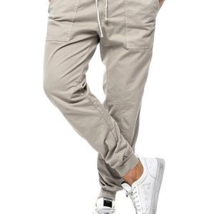 Casual Plain Cotton-Blend Pants, Pants, color:Apricot|size:3XL, JustFashionNow