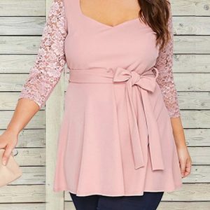Plus Size Casual Regular Fit Dress With No, Shirts & Blouses, color:Pink|size:4X, JustFashionNow
