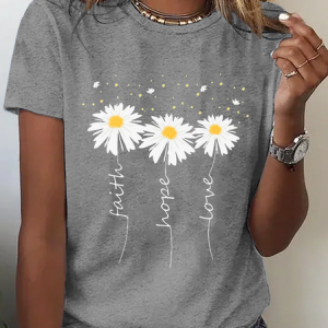 Loose Casual Crew Neck T-Shirt, color:Gray|size:3XL, Lilicloth.com