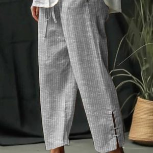 Loose Casual Striped Pants, Pants, color:Gray|size:XXL, JustFashionNow