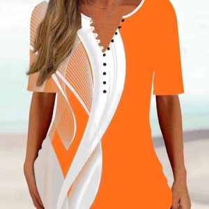 Jersey Loose Others Casual Shirt, Shirts & Blouses, color:Multicolor|size:XXL, JustFashionNow