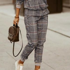Casual Plaid Loose Fashion Pants, Pants, color:Gray|size:XXL, Stylewe