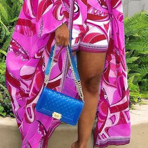 Abstract Graphic Vacation Regular Fit Shorts, Shorts, color:Pink|size:XXL, Stylewe