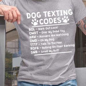 Men’s Dog Texting Codes Bark Out Loud Over My Dead Toy Regular Fit Text Letters Casual T-Shirt, T-shirts, Lilicloth.com