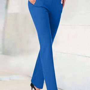 Plain Loose Casual Pants, Pants, color:Royal Blue|size:XXL, JustFashionNow