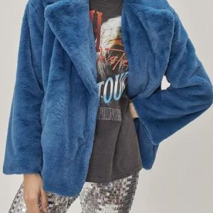 Casual Shawl Collar Leather & Faux Leather, Coats, color:Blue|size:XL, JustFashionNow