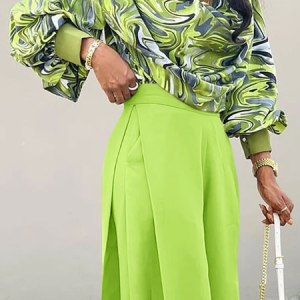 High Elasticity Abstract Loose Long sleeve Urban Shirt, Blouses and Shirts, color:Green|size:XS, Stylewe
