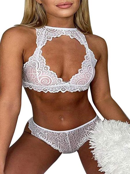 Ladies Sexy Lace Sexy Lingerie Set, Bra&Panty, color:White|size:3XL, JustFashionNow