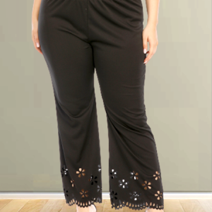 Floral Pattern Casual Loose Pants, BOTTOM, color:Black|size:4X, Noracora