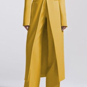 Urban Regular Fit Plain Pants, Pants, color:Yellow|size:XXL, Stylewe