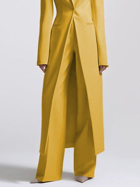 Urban Regular Fit Plain Pants, Pants, color:Yellow|size:XXL, Stylewe