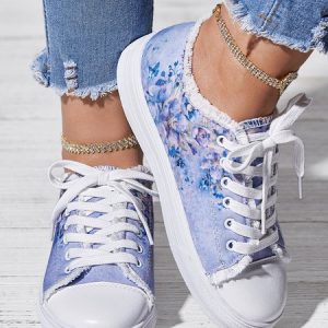 Light Soft Sole Blue Floral Canvas Shoes, Sneakers, color:Blue|size:43, JustFashionNow