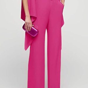 Plain Urban Loose Fashion Straight  Pants, Pants, color:Rose Red|size:XXL, Stylewe