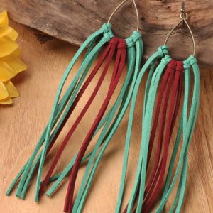 Vintage Simple Leather Tassel Earrings, Earrings, color:3|size:One-size, Stylewe