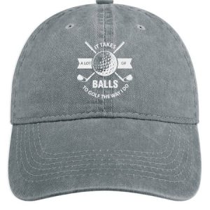 It Takes A Lot Of Balls To Golf The Way I Do Denim Hat, color:Light Gray|size:One-size, Lilicloth.com