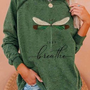Letter Casual Floral-Print Crew Neck shirt & Tunic Top, Hoodies & Sweatshirts, color:Green|size:XXL, Noracora