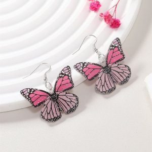 3D Simulation Butterfly Pendant Earrings Casual Party Women Jewelry, Earrings, color:Pink|size:One-size, JustFashionNow