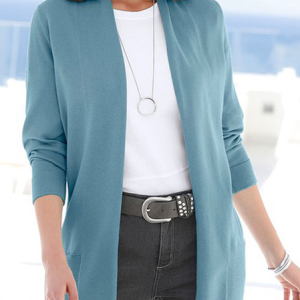 JFN Plain Yarn Casual Pockets Sweater Cardigan, Sweaters, color:Cyan|size:XXL, JustFashionNow