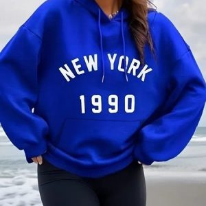 Loose Hooded Casual Hoodie, Sweatshirts & Hoodies, color:Blue|size:3XL, JustFashionNow
