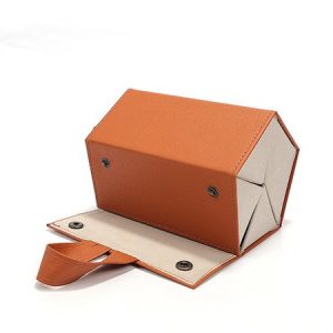Multi-functional Jewelry Five-in-one Multi-grid Small Texture PU Leather Glasses Case, Glasses, color:Orange|size:One-size, Noracora