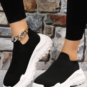 Cooling Breathable Flyknit Sneakers, Sneakers, color:Black|size:40, JustFashionNow
