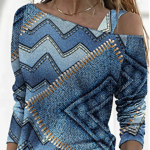 Regular Fit Colorblock Casual T-Shirt, T-Shirts, color:Blue|size:XXL, JustFashionNow