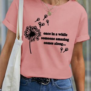 Lilicloth X Funnpaw Women's Once In A While Someone Amazing Comes Along Pet Matching T-Shirt, color:Pink|size:XXL, Lilicloth.com