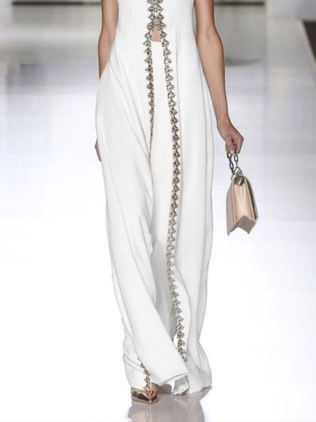Daily Regular Fit Plain Elegant Fashion Pants, Pants, color:Off White|size:XXL, Stylewe