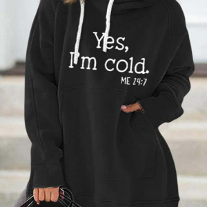 Casual Loose Letter Print Hooded Long Sleeve Sweatshirt, Sweatshirts & Hoodies, color:Black|size:XXL, JustFashionNow