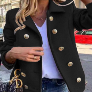 Buttoned Plain Casual Regular Fit Blazer, Coats, color:Black|size:3XL, JustFashionNow
