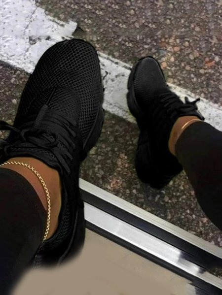 JFN Solid Color Simple Lace-Up Outdoor Sneakers, Sneakers, color:Black|size:US 11, JustFashionNow