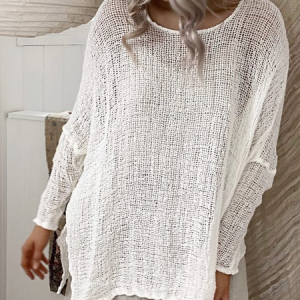 Cotton linen sunscreen breathable holiday tunic top, Blouses, color:White|size:XXL, Noracora