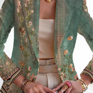 Loose Buttoned Cross Neck Elegant Blazer, Blazers, color:Green|size:XXL, JustFashionNow