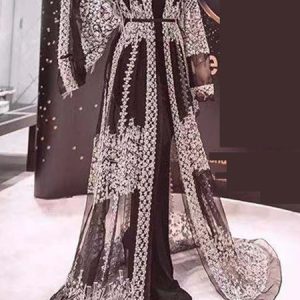 Loose Party Plain Beading Wedding Dress With Belt, Party Dresses, color:Black|size:4XL, JustFashionNow