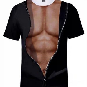 Casual Regular Fit Printing Short Sleeve T-Shirt, T-Shirts, color:Black|size:3XL, JustFashionNow