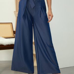 Faux Denim Casual Plain Regular Fit Jeans, Jeans, color:Blue|size:XXL, Stylewe