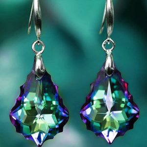 Casual Natural Irregular Gradient Crystal Drop Earrings, Earrings, color:Purple, JustFashionNow